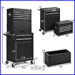 High Capacity 6-Drawer Rolling Tool Chest Storage Cabinet Toolbox Combo with Riser