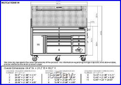Husky 61 in 10-Drawer 1Door Mobile Workbench Pegboard Shelf Textured Black Matte