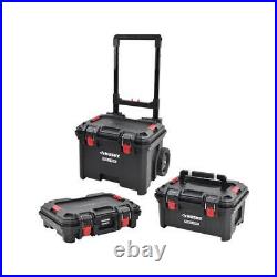 Husky Build-Out Rolling Tool Box 22 Modular with Large Tool Box + Tool Case Black