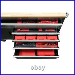 Husky Mobile Workbench 52 in. 5-Drawer 1-Shelf Worktop Lockable Stainless Steel