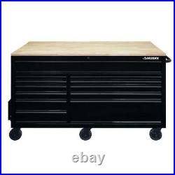 Husky Mobile Workbench 62 12-Drawer Tool Storage Ext Table All Blacked Out