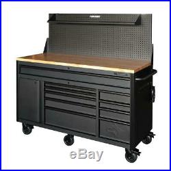 Husky Mobile Workbench Tool Chest 61 in. W 10-Drawer 1-Door 6-Outlets 2-USB