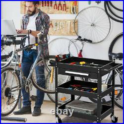 IRONMAX Three Tray Tool Cart Organizer Rolling Utility Decker withDrawer Black