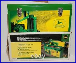 John Deere Vintage Tractor Metal Tool Box New Open Box TY26481