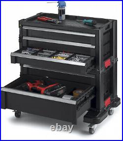 Keter 5-Drawer Modular Garage Tool Storage Organizer Plastic Swivel Caster Black