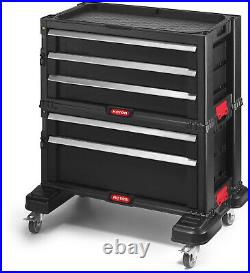 Keter 5-Drawer Modular Garage Tool Storage Organizer Plastic Swivel Caster Black