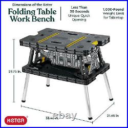 Keter Folding Portable Workbench Sawhorse COMES WITH 2 CLAMPS Worktable 197283