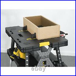 Keter Folding Table Tool Stand Workbench with 2 Clamps, Black (Open Box)