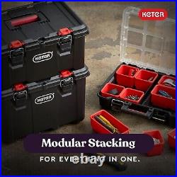 Keter TRADESTACK Tool Box with Wheels, Waterproof, Stackable System, 3pcs Port