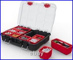 Keter TRADESTACK Tool Box with Wheels, Waterproof, Stackable System, 3pcs Port