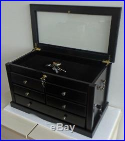 Knife Display Case Storage Cabinet with Shadow Box Top, Tool Box, KC07-BL
