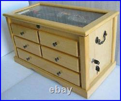 Knife Display Case Storage Cabinet with Shadow Box Top, Tool Box, KC07-NAT