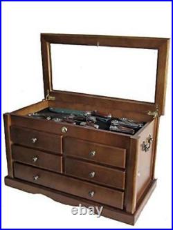 Knife Display Case Storage Cabinet with Shadow Box Top, Tool Box, KC07-WAL