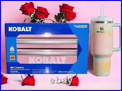 Kobalt Mini 2 Drawer Steel Tool Box Pink NEW IN BOX, With 40 Oz Stanley
