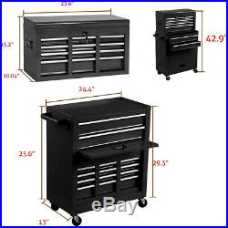 Large 8-Drawer Tool Box Chest Metal Rolling Cabinet Storage Garage Top Detach