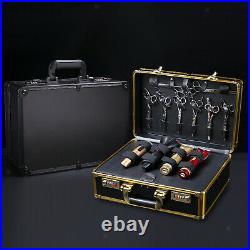 Large Barber Suitcase Carrying Case Clippers Trimmers Tool Box Portable Gold
