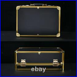 Large Barber Suitcase Carrying Case Clippers Trimmers Tool Box Portable Gold