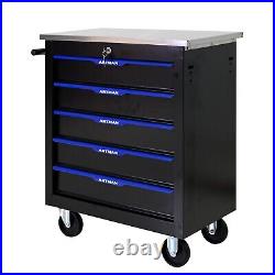 Lockable 5 Drawers Rolling Tool Box Cart Tool Chest Storage Cabinet Wheels Metal