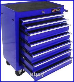 Lockable 7 Drawers Rolling Tool Box Cart Tool Chest Storage Cabinet Wheels Metal