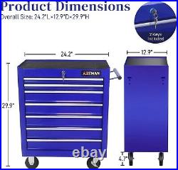 Lockable 7 Drawers Rolling Tool Box Cart Tool Chest Storage Cabinet Wheels Metal