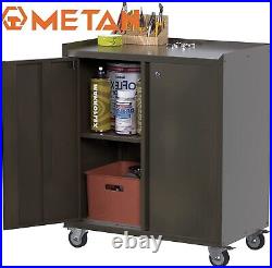 METAN Rolling Metal Tool Storage Cabinet Double door lockable Garage Cabinet