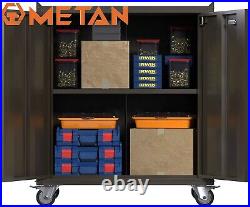 METAN Rolling Metal Tool Storage Cabinet Double door lockable Garage Cabinet