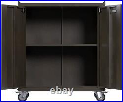 METAN Rolling Metal Tool Storage Cabinet Double door lockable Garage Cabinet