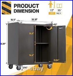 METAN Rolling Metal Tool Storage Cabinet Double door lockable Garage Cabinet