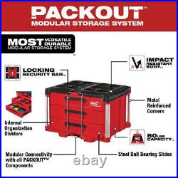 MILWAUKEE PACKOUT Tool Box Lockable Storage 3 Drawer 50 lbs Weight Capacity