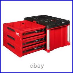 MILWAUKEE PACKOUT Tool Box Lockable Storage 3 Drawer 50 lbs Weight Capacity