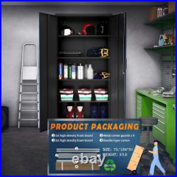 Metal Garage Storage 71 Cabinet with 2 Doors and 5 Adjustable Shelves Gym