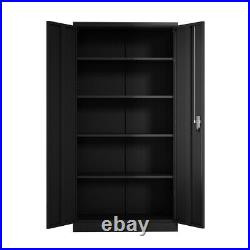 Metal Garage Storage Cabinet Large Steel Storage Tool Box With2/4 Shelves Black