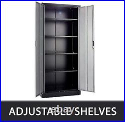 Metal Garage Storage Cabinet Tool Box Steel Chemical Wall Locker 6ft Shelves New