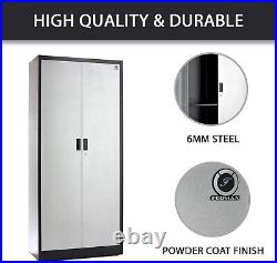 Metal Garage Storage Cabinet Tool Box Steel Chemical Wall Locker 6ft Shelves New