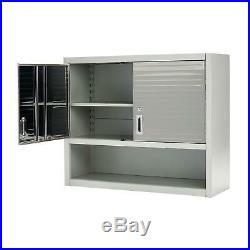 Metal Locking Wall Cabinet Tool Shop Garage Storage Shelf Heavy-Duty Steel