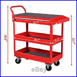 Metal Rolling Tool Cart Storage Chest Box Wheels Storage Trays with Locking Drawer