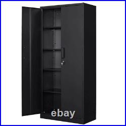 Metal Storage Cabinet with 4 Adjustable Shelves 2 Locking Door for Home Garage