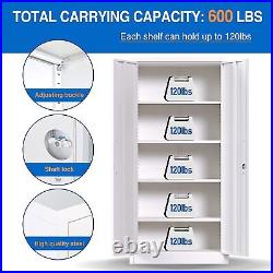 Metal Storage Cabinet with 4 Adjustable Shelves and 2 Locking Door Home Garage