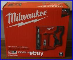 +Milwaukee 2447-20 M12 3/8 Crown Stapler Gun New in box tool only