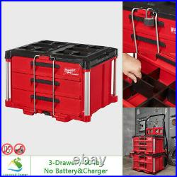 Milwaukee 3 Drawer Tool Box 50 lb Capacity PACKOUT Storage w Locking Bar Divider