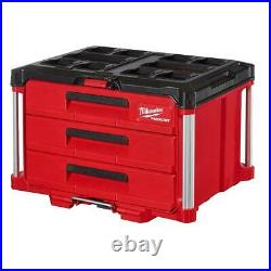 Milwaukee 3 Drawer Tool Box 50 lb Capacity PACKOUT Storage w Locking Bar Divider