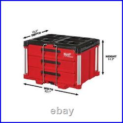 Milwaukee 3 Drawer Tool Box 50 lb Capacity PACKOUT Storage w Locking Bar Divider