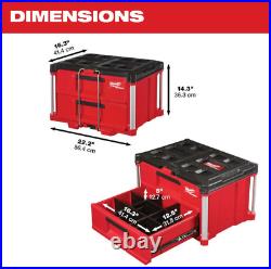 Milwaukee 48-22-8442 PACKOUT 2 Drawer Durable Tool Box With 50lbs Capacity