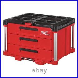 Milwaukee 48-22-8443 Tool Packout 3-Drawer Tool Box Polymer Black/Red 22-1/4