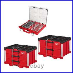 Milwaukee 48-22-8443SC PACKOUT 3 / 2 Drawer Combo Tool Box with 106PC Socket Set