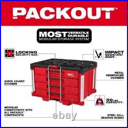 Milwaukee 48-22-8444 PACKOUT 4-Drawer Tool Box with Metal Reinforced Corners New