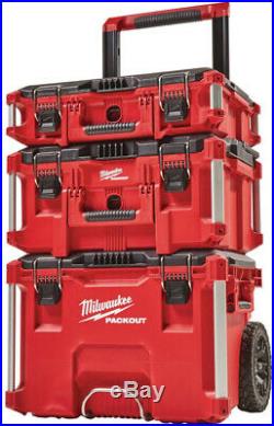 Milwaukee Large Rolling Toolbox on Wheels Packout Travel Storage Job Chest 3 pc