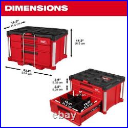 Milwaukee PACKOUT Multi-Depth 3-Drawer Tool Box, Model 48-22-8447, Red