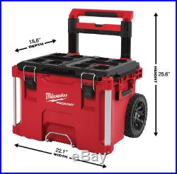 Milwaukee PACKOUT Rolling Tool Box 22 in. 250 lb Weight Capacity Tray Latches