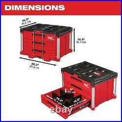 Milwaukee PACKOUT Tool Storage 22.2 in. 3-Drawer Lockable Tool Box Polypropylene